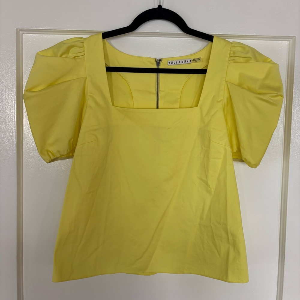 Alice + Olivia Sunny Yellow Puff Sleeve Blouse
